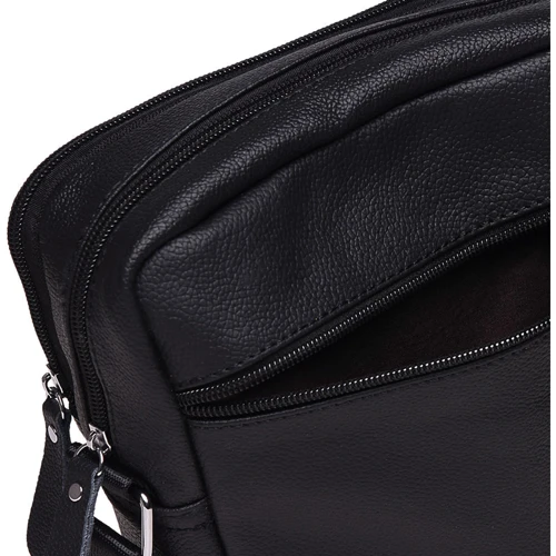 Мужская сумка через плечо Borsa Leather черная (K13923- black): Материал Натуральная кожа