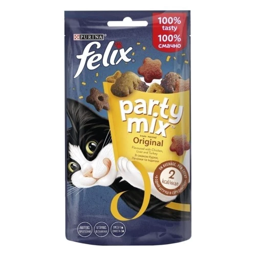 Ласощі FELIX Party Mix Оріджинал Мікс для дорослих кішок зі смаком курки, печінки та індички 3х60 г (7613287631459): Тип Сухий корм
