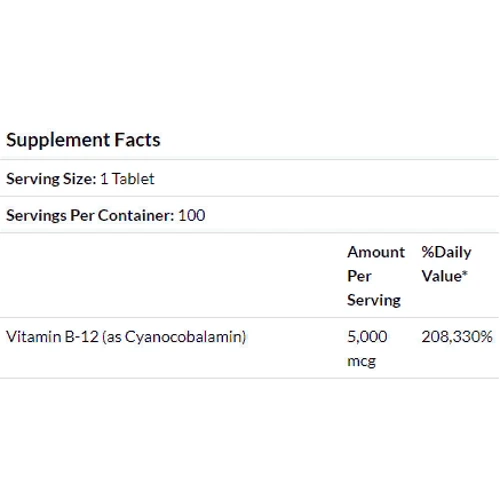 Natrol Vitamin B-12, Fast Dissolve, Maximum Strength, Strawberry, 5.000 mcg, 100 Tablets (NTL-06672): Форма випуску таблетки