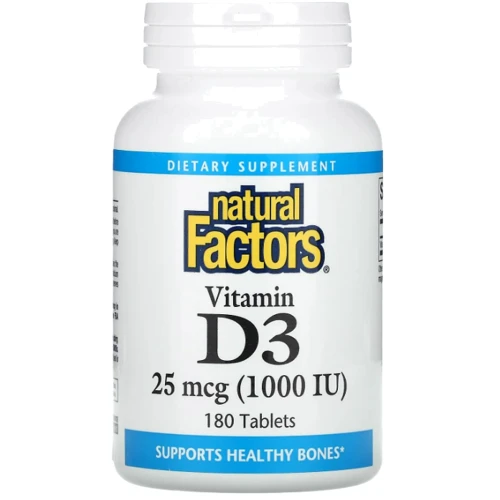 Natural Factors Vitamin D3 Вітамін Д3 25 мкг 1000 МО 180 м'яких таблеток