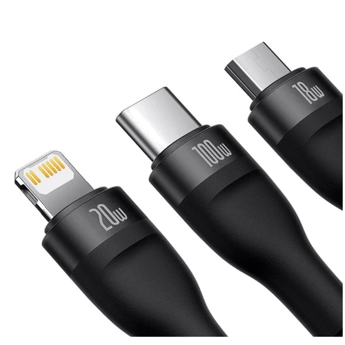 Кабель Baseus Cable USB-C to Micro USB/Lightning/Type-C Flash Series 2 Fast Charging C 100W 1.5m Black (CASS030201): Тип USB-C - microUSB, USB-C - Lightning/USB-C