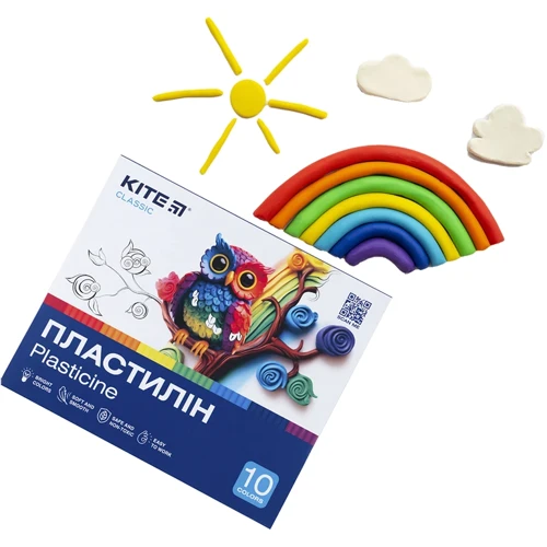 Пластилин восковой Kite Classic 10 цветов 200 г (K-084): Производитель KITE