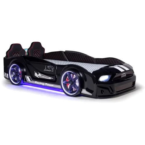 Кровать машина Мустанг чёрная c подсветкой (700.02.04)