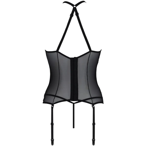Корсет с пажами Passion SATARA CORSET Вlack XXL/XXXL (стринги в наборе)