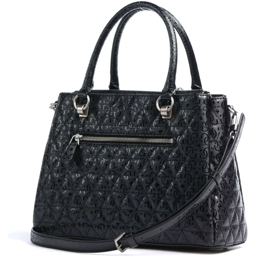 Женская сумка тоут Guess Wessex Triple Satchel черная (HWGN8379060-BLA): Тип ручки Со съемным ремнем, Плечевой ремень, С двумя ручками, Короткая ручка