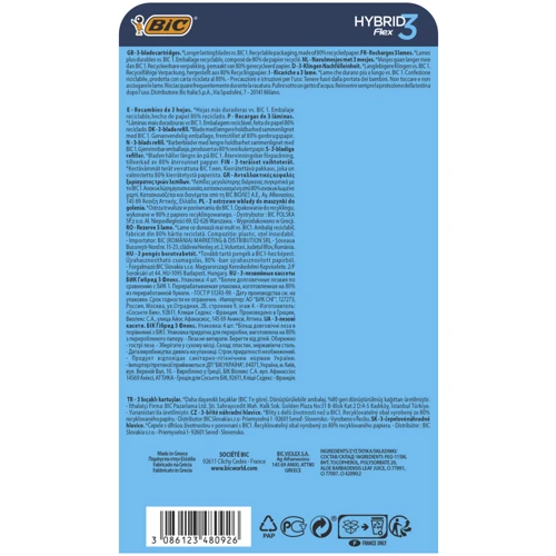 BIC 3 Flex Змінні картриджі для гоління чоловічі 4 шт.: Кількість в упаковці, шт 4