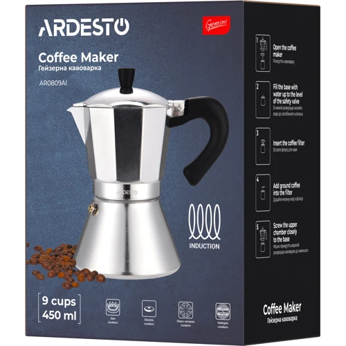Гейзерная кофеварка Ardesto Gemini Piemonte 450 мл на 9 чашек (AR0809AI) фото 10