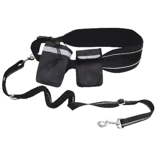 Пояс с поводком и карманами Croci Hiking для дрессировки собак 120-150 см черный (C5081489)