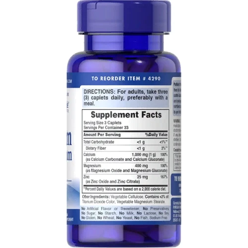 Puritan's Pride Chelated Calcium Magnesium Zinc Кальций Магний Цинк Хелат 100 каплет: Тип Мультиминералы