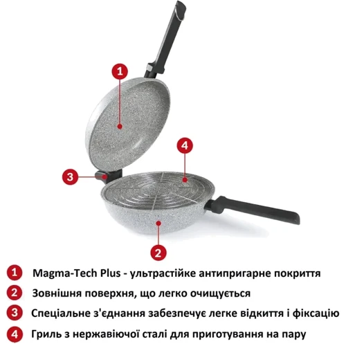 Сковорода подвійна Flonal Dura Induction Rocky Twins 28 см із ґратами (RKIWP2830) фото 9