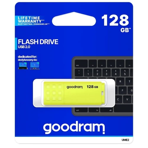 USB-флешка GOODRAM 128GB UME2 USB 2.0 Yellow (UME2-1280Y0R11): Стандарт USB USB 2.0