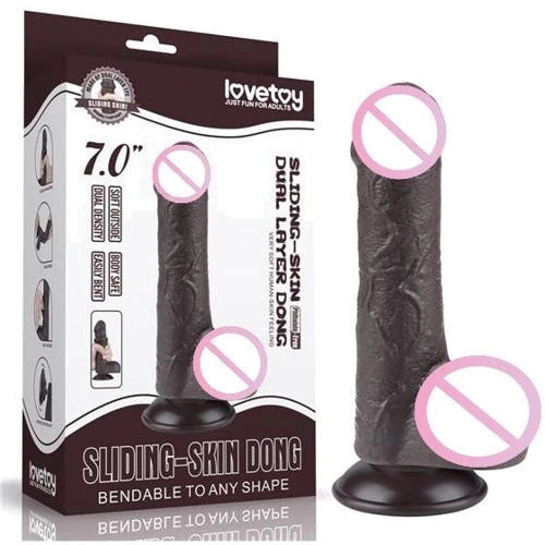 Фаллоимитатор LoveToy Sliding-Skin Dual Layer Dong 7" Black
