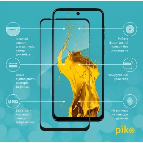 Аксесуар для смартфона Piko Tempered Glass Full Glue Black для Motorola Moto G14: Тип защитное стекло