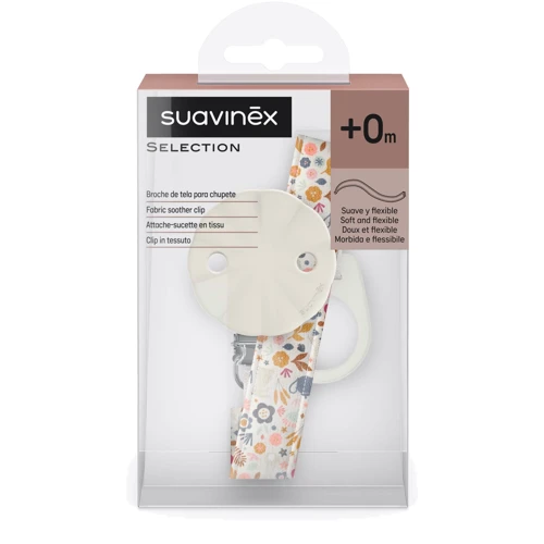 Кліпса для пустушок із тканинною стрічкою Suavinex "Wonderland" біла з малюнком (402828): Виробник Suavinex
