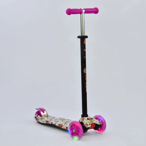 Самокат Best Scooter MAXI Квіти Біло-рожевий (А 25466 / 779-1321)