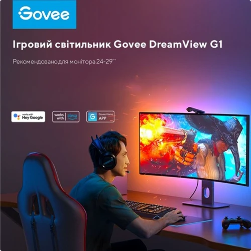 Набор адаптивной подсветки Govee H604B DreamView G1 Gaming Light 24-29' RGBIC черный (B604B311) фото 1