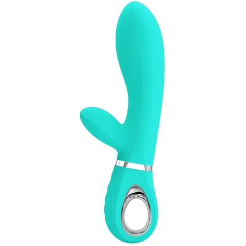 Вибратор с мягкой головкой и клиторальной стимуляцией LYBAILE Pretty Love Thomas USB Тurquoise (BI-014621-4)