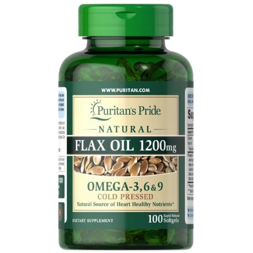 Puritan's Pride Flax Oil Льняное масло 1200 мг 100 гелевых капсул