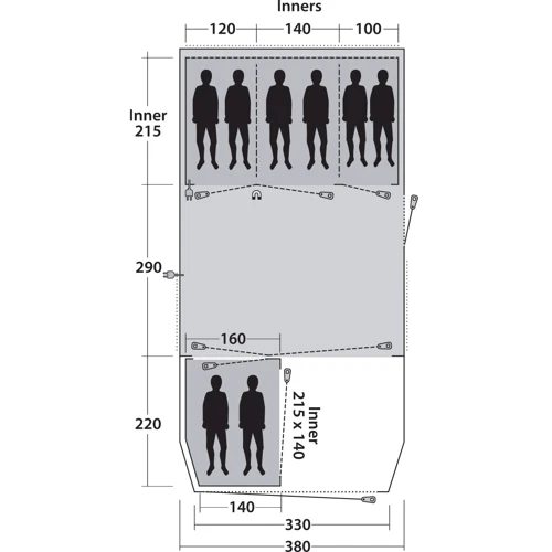 Намет Outwell Winwood 8 Green (111215): Кількість місць 8