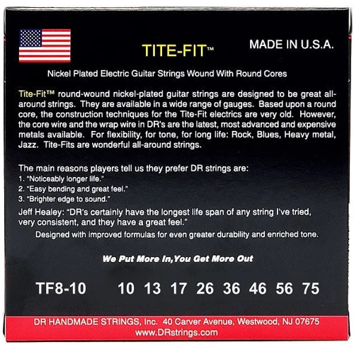 Струна для гитар Cтруны для электрогитары DR TF8-10: Тип Комплект струн