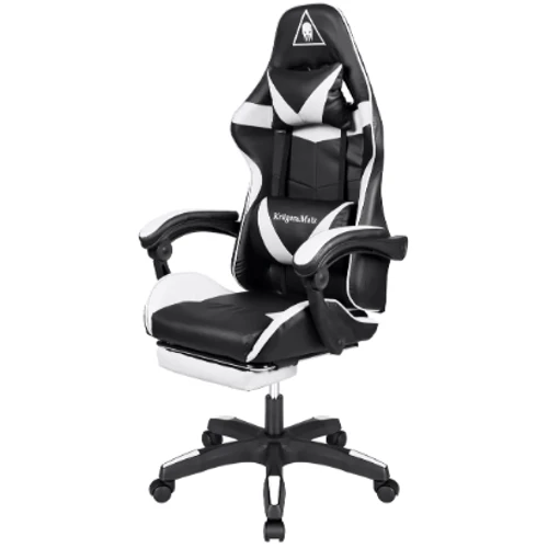 Крісло геймерське Kruger&Matz GX-150 з підставкою для ніг Black/White фото 2