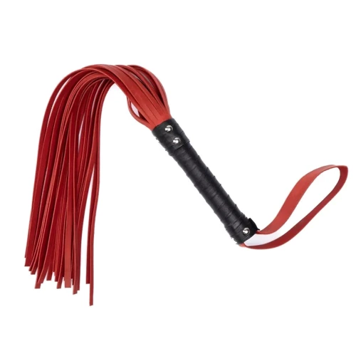 Флоггер из натуральной кожи Flirty Hard Leather - Black & Red, BG-00001