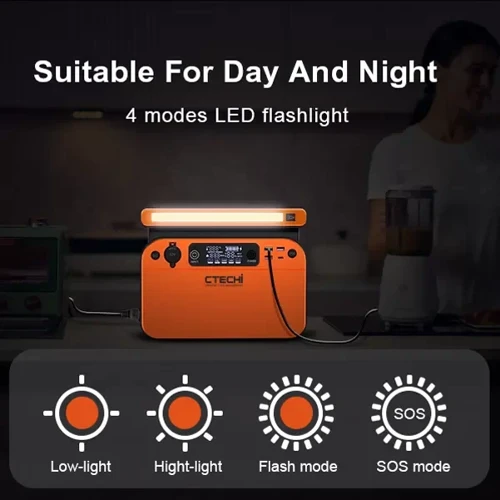 Зарядная станция CTECHi GT500 518Wh 162000mAh 500W Portable Power Station LiFePO4 Battery 60W PD Fast Charging Orange (GT500): Размер, мм 287x161x230