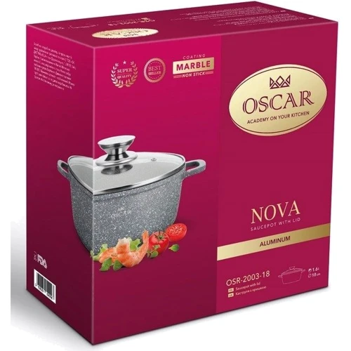 Каструля OSCAR Nova з кришкою 18 см 1.6 л (OSR-2003-18): Матеріал корпусу Алюминий