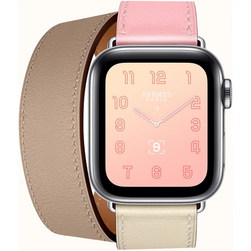 Apple Watch Series 4 Hermes 40mm GPS+LTE Stainless Steel Case with Rose Sakura/Craie/Argile Swift Doubl Tour (H078731CJAE): Розмір 40mm