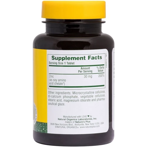 Natures Plus Zinc, Цинк 30 mg, 90 Tablets (NTP3641): Тип Цинк