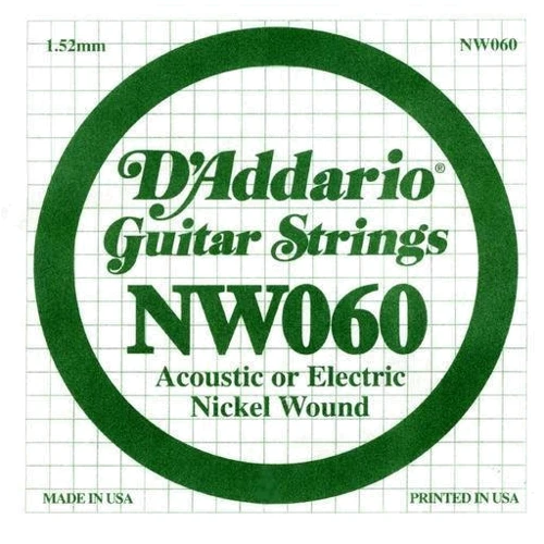 Струна для гитар Струна D`ADDARIO NW060 XL Nickel Wound 060: Тип Струна