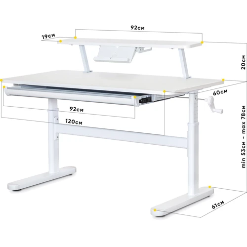 Детский стол ErgoKids TH-215 с полкой S50 XL White (TH-215 W + BD-S50 XL): Тип Парта