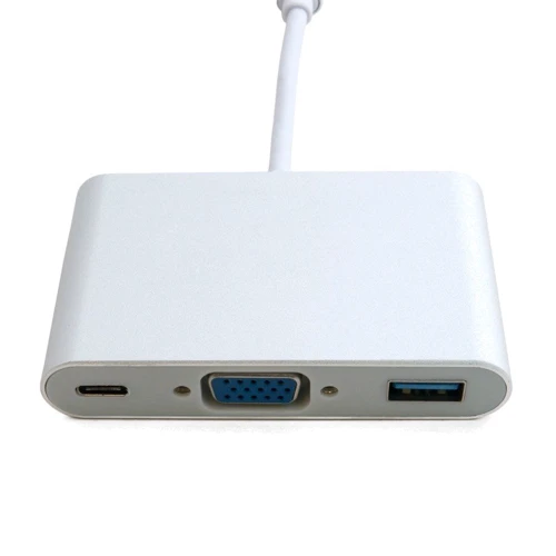 Адаптер ExtraDigital Adapter USB-C to USB-C+VGA+USB3.0 0.15m White (KBV1690): Колір білий
