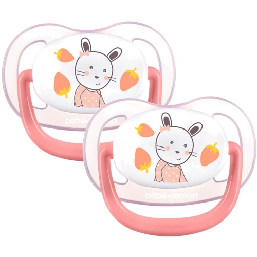 Пустушка Bebe Confort Physio Air силіконова, 2 шт, 0/6 міс рожева з жовтим (3104201910): Вік с рождения