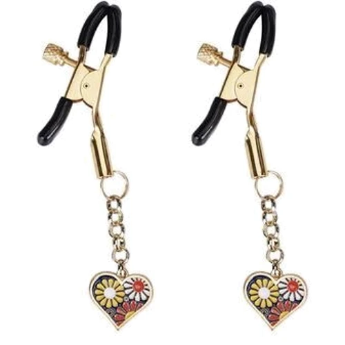Зажимы для сосков Liebe Seele Nipple Clamps Gold Heart-shaped Flowers on Blue: Производитель Liebe Seele