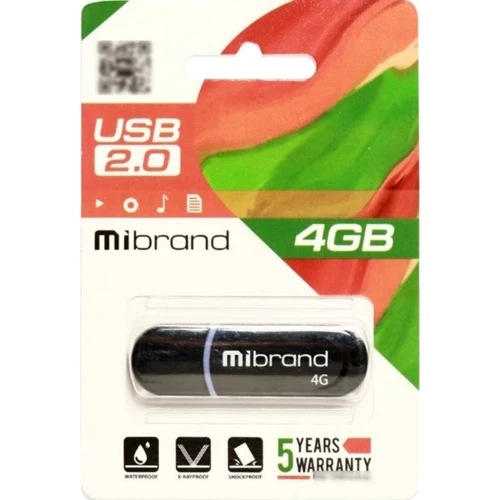 USB-флешка Mibrand 4GB Panther USB 2.0 Black (MI2.0/PA4P2B): Стандарт USB USB 2.0
