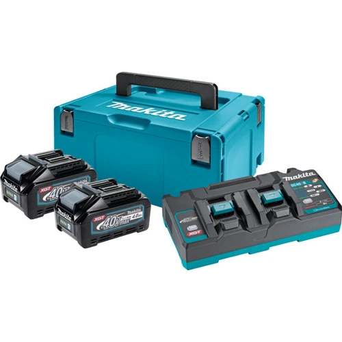 Акумулятор та зарядний пристрій для електроінструменту Makita XGT + BL4040x2 + DC40RB + Makpac (191U00-8)