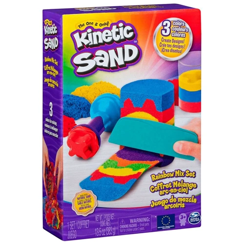 Набор песка для детского творчества Kinetic Sand Радужный микс, красный, желтый, синий, 383 г (71402B)