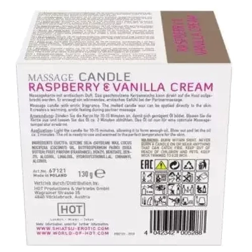 Свеча для массажа Shiatsu малина и ваниль, 130 мл