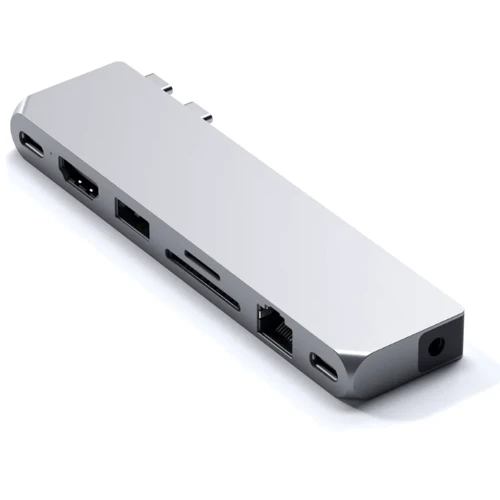Адаптер Satechi Adapter Max Dual USB-C to USB3.0+2xUSB-C+RJ45+HDMI+3.5mm+SD Silver (ST-UCPHMXS)