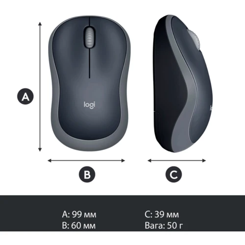 Мышь Logitech Wireless M185 Grey ( 910-002258) фото 8