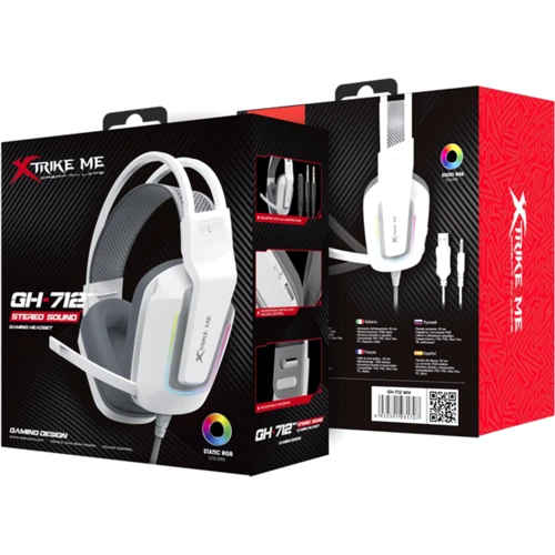 Наушники Xtrike Me GH-712 USB+3.5 mm RGB White фото 6