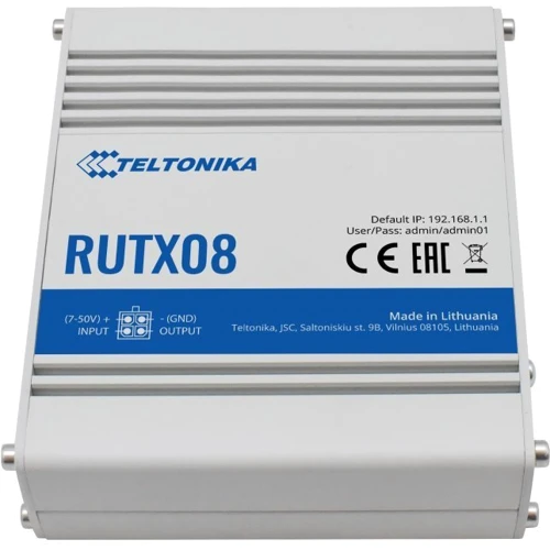 Проводной маршрутизатoр Teltonika RUTX08 ETH: Интерфейс подключения (WAN-порт) 1x10/100/1000 BASE-T Gigabit Ethernet