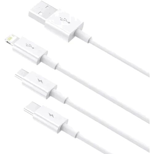 Кабель Baseus USB Cable to Micro USB/Lightning/Type-C Superior Series Fast Charging Data 3.5A 0.5m White (P10320105221-01) фото 3