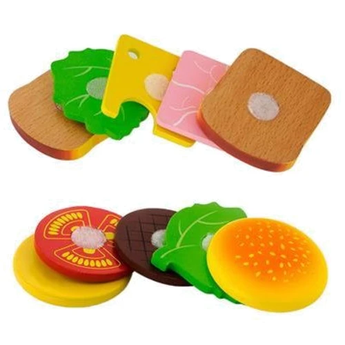 Набір продуктів Viga Toys Дерев'яні гамбургер та сендвіч (50810) фото 2