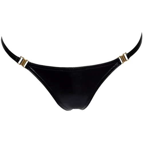 Трусики Noir Handmade P008 Powerwetlook panty with gold clasp Вlack, 3XL
