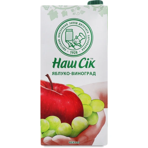 Нектар Яблуко-виноград ОКЗДХ Наш Сік 1.93 л (4820192262835)
