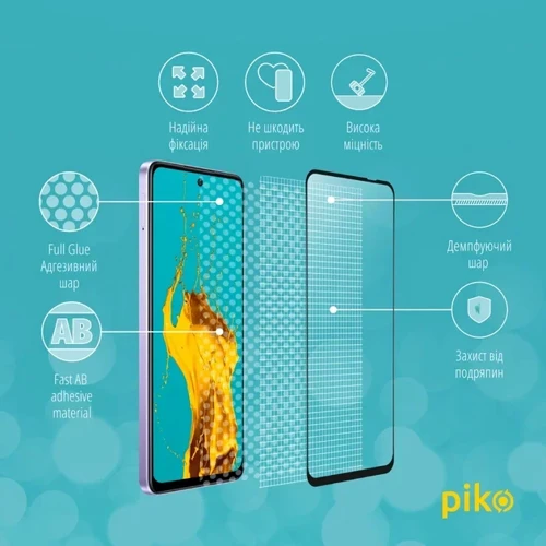 Piko Tempered Glass Full Glue Black for Oppo A80: Материал стекло