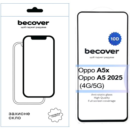 BeCover Tempered Glass 10D Black for Oppo A5x / A5 2025 (713930): undefined undefined