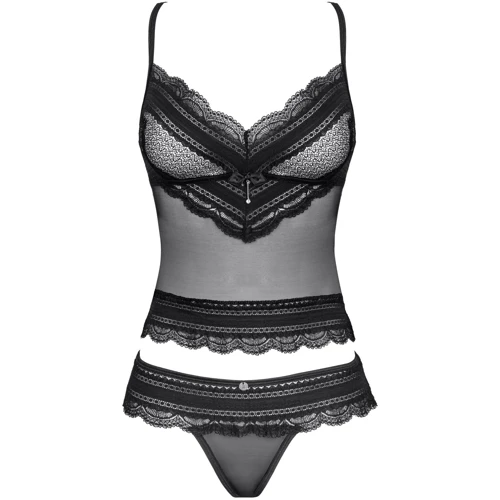 Комплект: топ с трусиками Obsessive Ivannes black 2XL/3XL